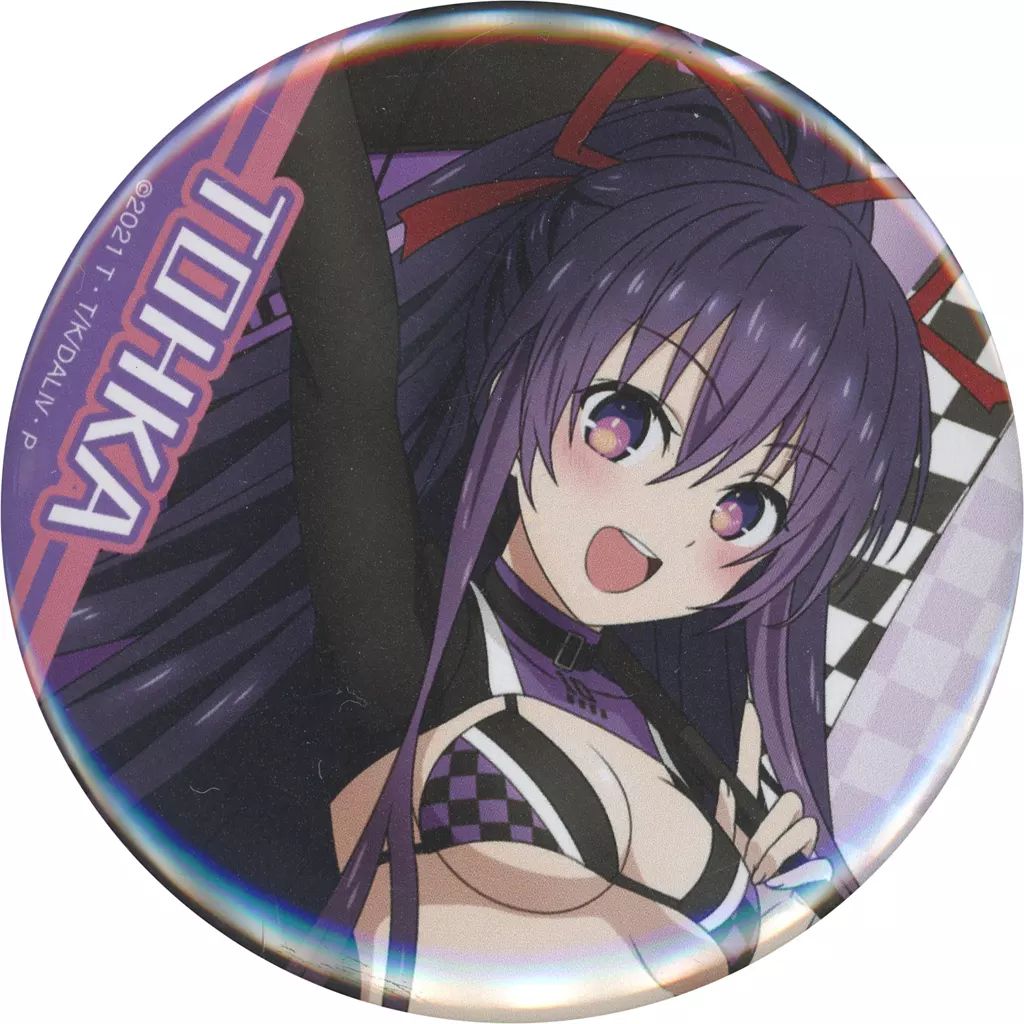 中古】バッジ・ビンズ 夜刀神十香(フチなし) 缶バッジ 「くじコレ