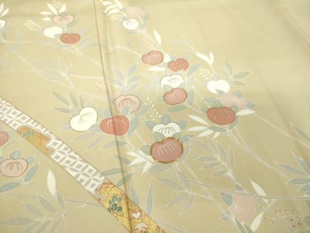 平和屋着物●訪問着　駒刺繍　鬘帯花文　橘　金彩　正絹　逸品　DAAU5060ps 平和屋着物○訪問着 駒刺繍 鬘帯花文 橘 金彩 正絹 逸品 DAAU5060ps