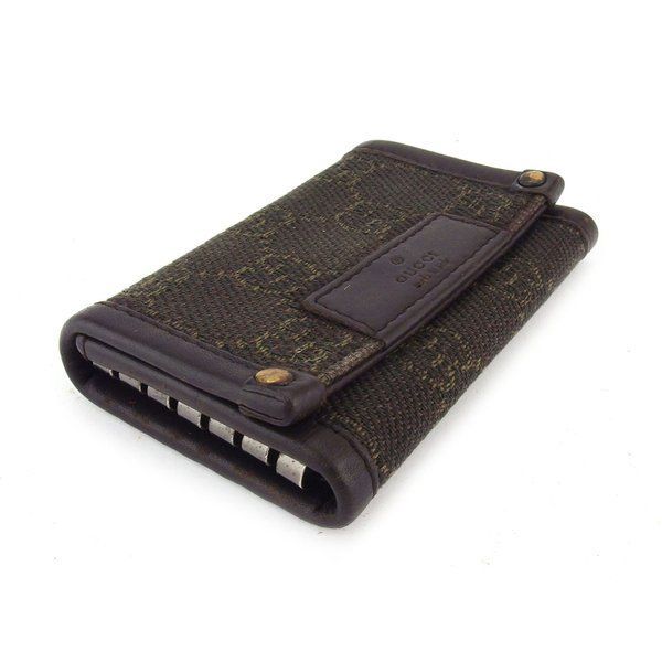 美品✨ GUCCI 6連 キーケース GGシマ レザー 総柄 ダークブラウン グッチ キーケース 6連キーケース レディース メンズ GG柄