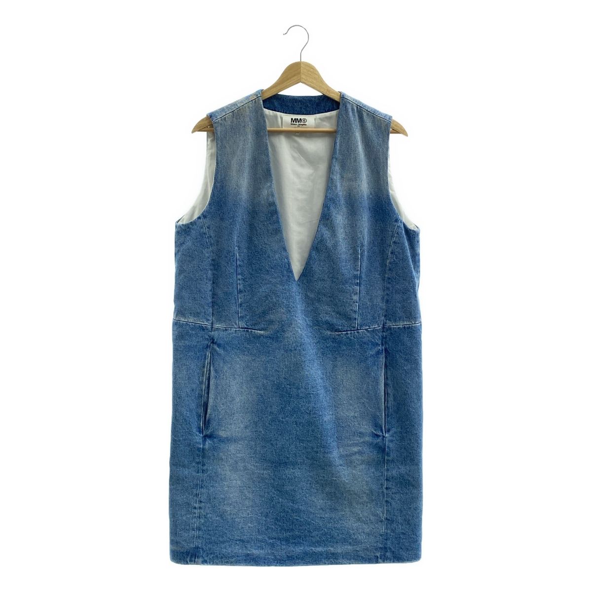 MM6 Maison Margiela | エムエムシックスメゾンマルジェラ | Vネック デニム プルオーバー ワンピース | 40 | インディゴ | レディース