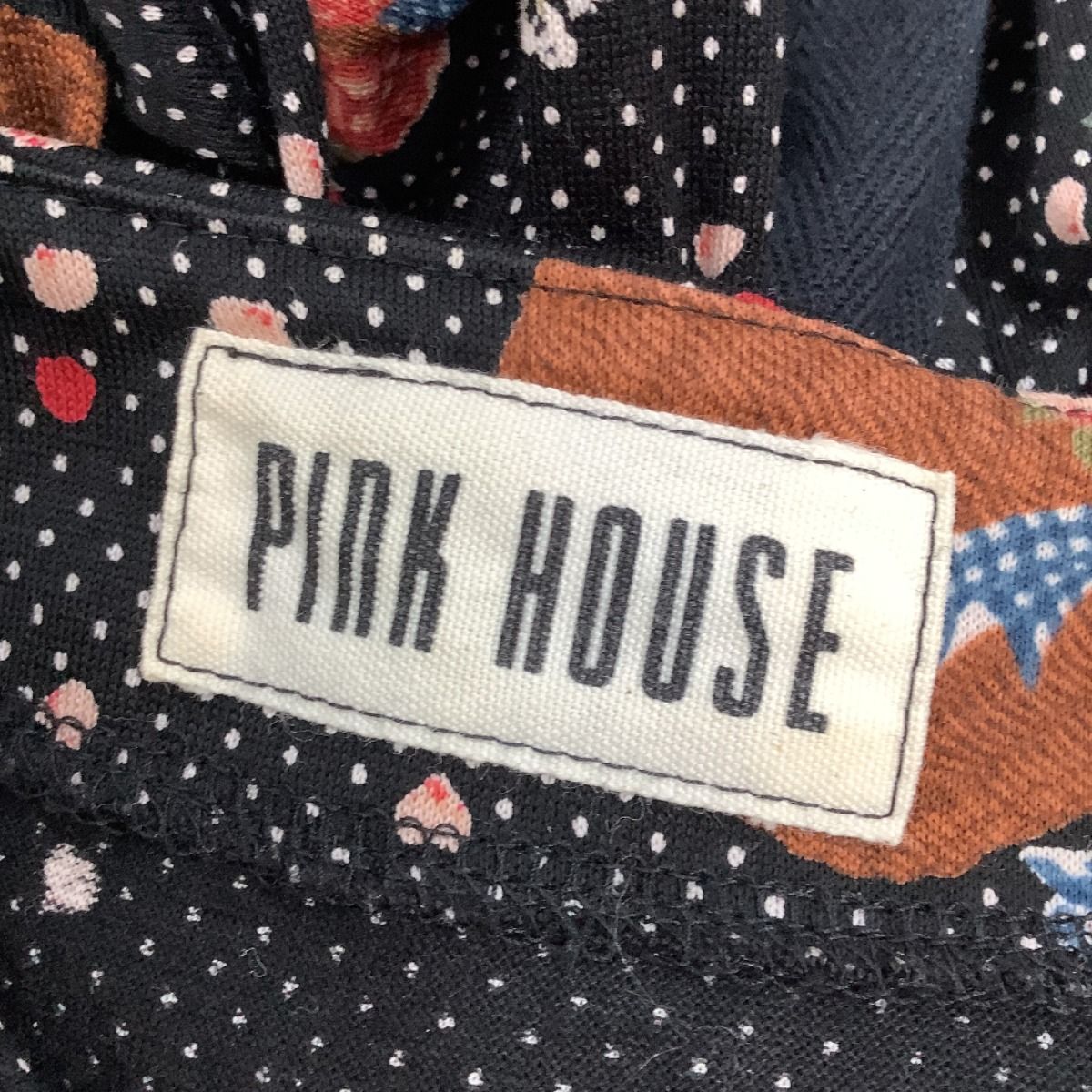 ♪♪PINK HOUSE ピンクハウス 美品 レディース セーラーワンピース 花束 ピンクローズ ドット リボン チェック ブラック