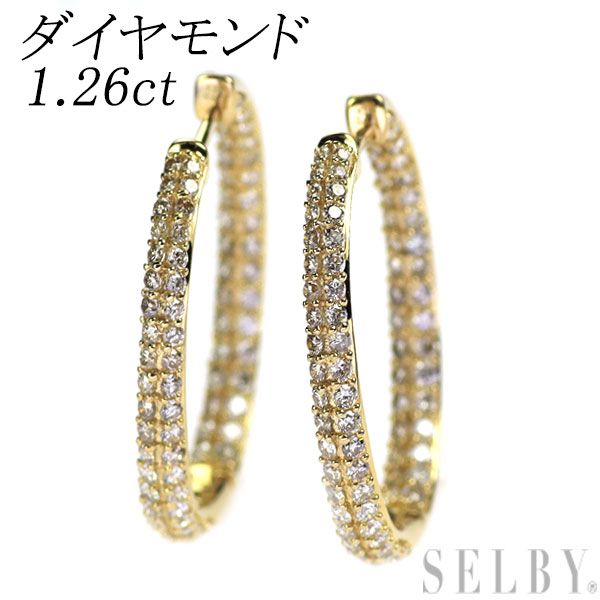 K18YG ダイヤモンド フープ ピアス 1.26ct - メルカリ K18YG ダイヤモンド フープ ピアス 1.26ct - メルカリ
