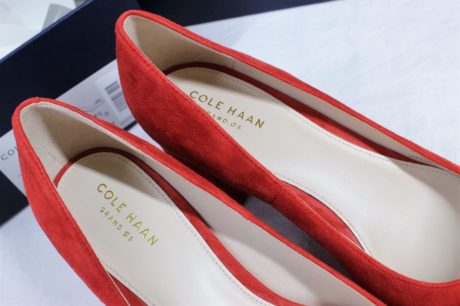 【美品】✨COLE HAAN 24cm パンプス フラット メッシュ 赤 7B 13【新品同様】コールハーン パンプス 7 1/2 B 24.5cm 赤