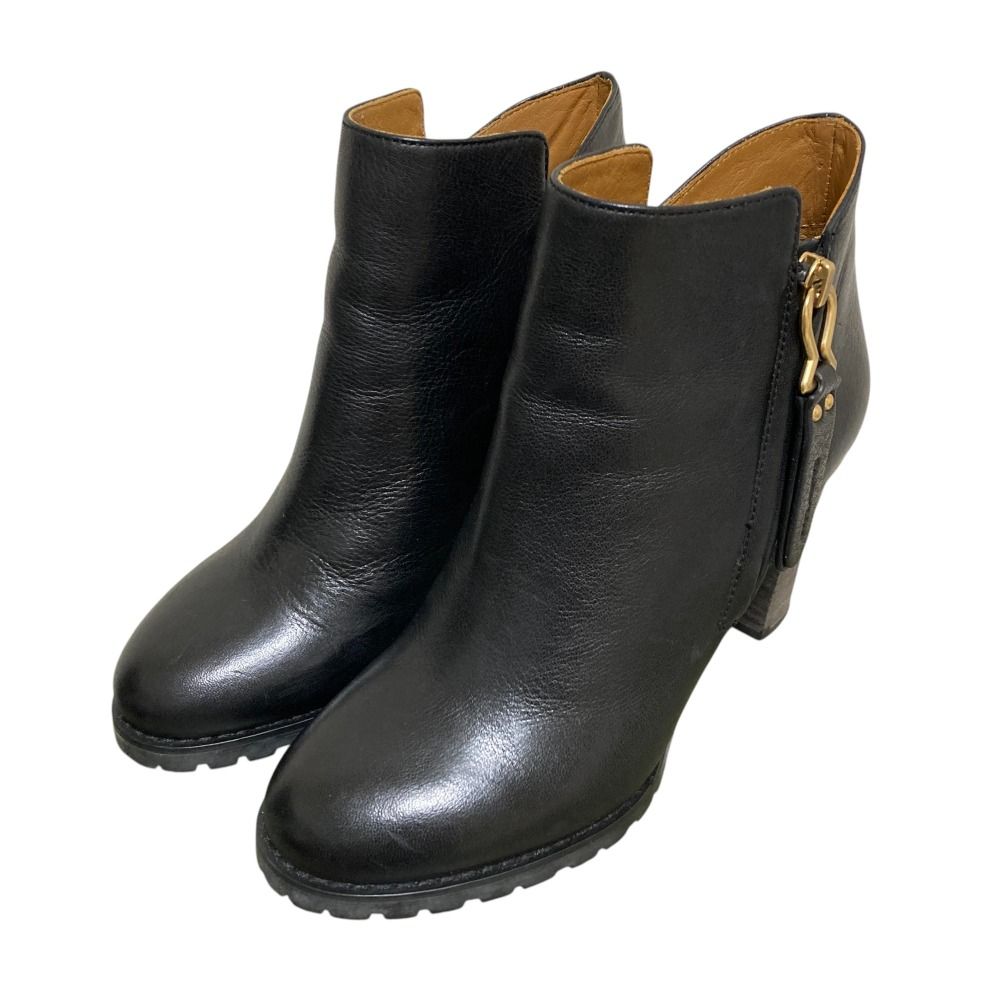 SEE BY CHLOE シーバイクロエ レザー ハイヒール アンクルブーツ ショートブーツ ブーティ サイズ37 約24cm ブラック レディース 古着