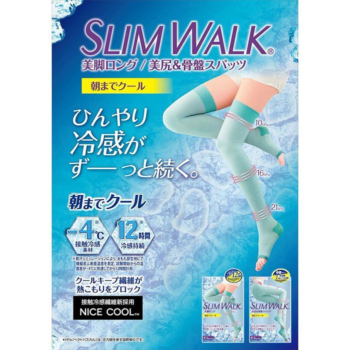 【新品・未使用品・メール便発送】<<SMサイズ>>スリムウォーク 朝までクールスパッツ 着圧 美脚 美尻 ピップ むくみ