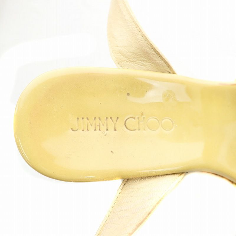JIMMY CHOO ジミーチュウ サンダル ベージュ 麻 34 21cm ジミーチュウ JIMMY CHOO ストラップサンダル ウェッジソール