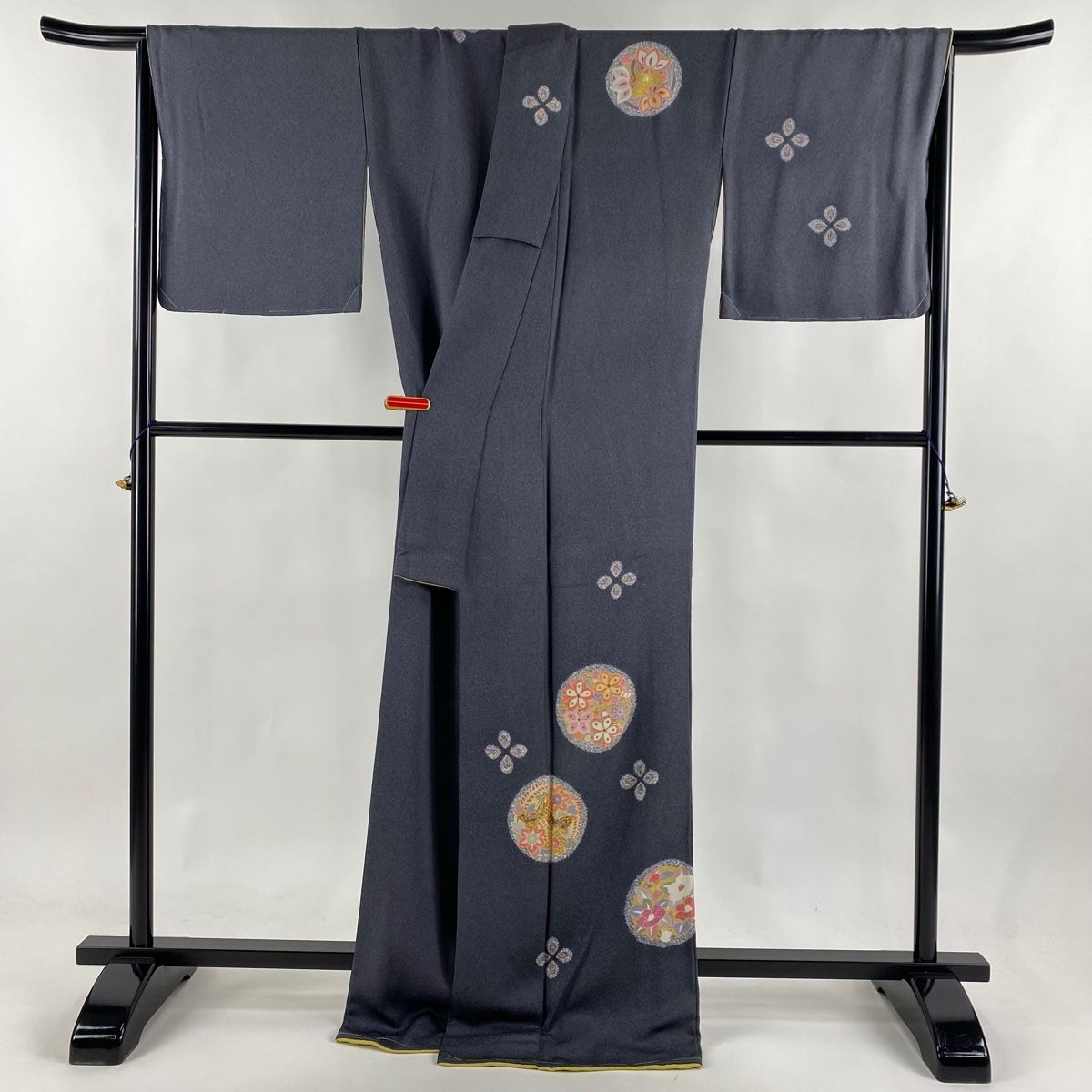 平和屋本店□超希少 国画会会員 原田麻那 めがね織 浮き織 訪問着 紬地  