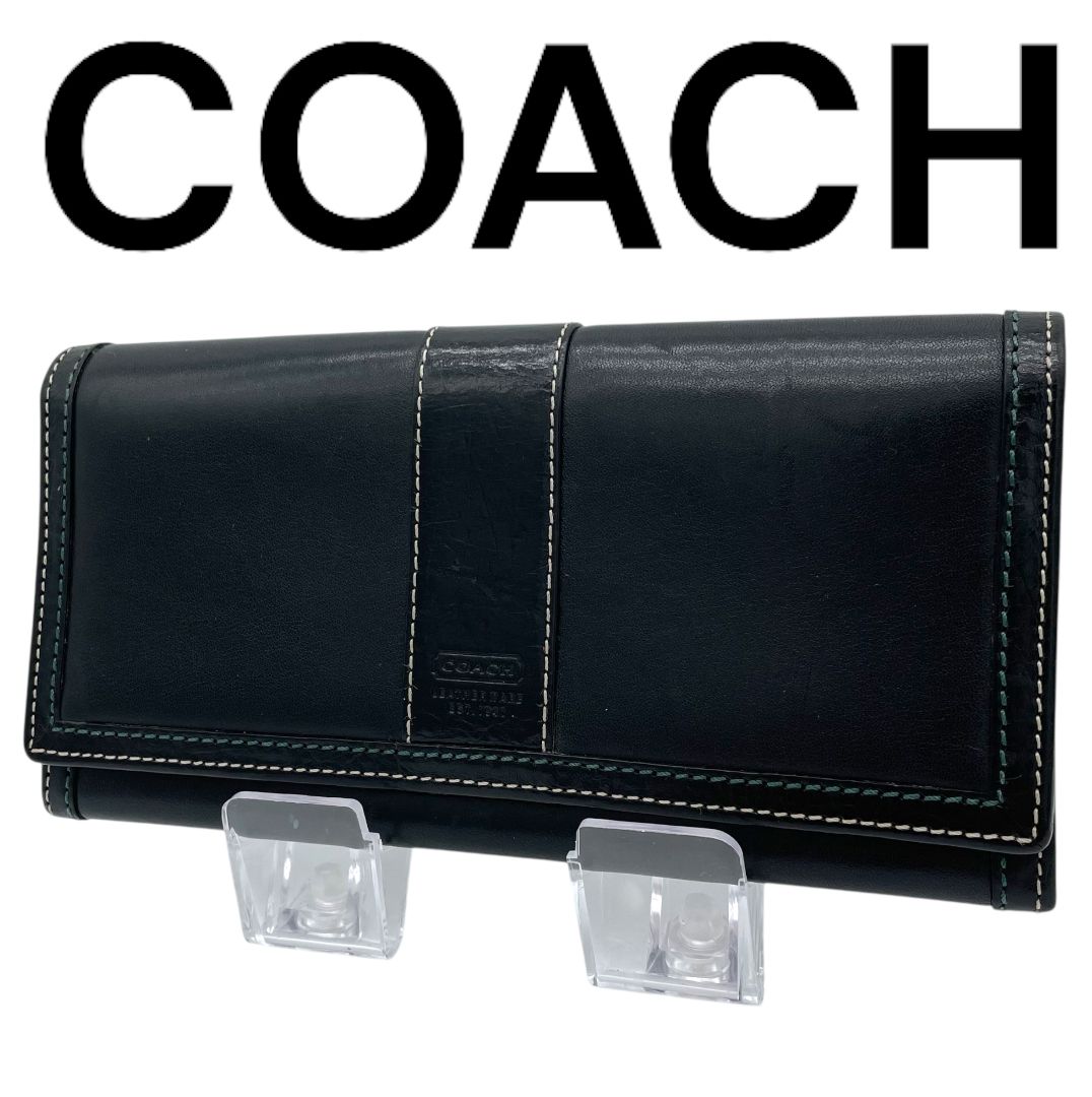 COACH コーチ 長財布 レザー オールレザー シグネチャー ブラック 