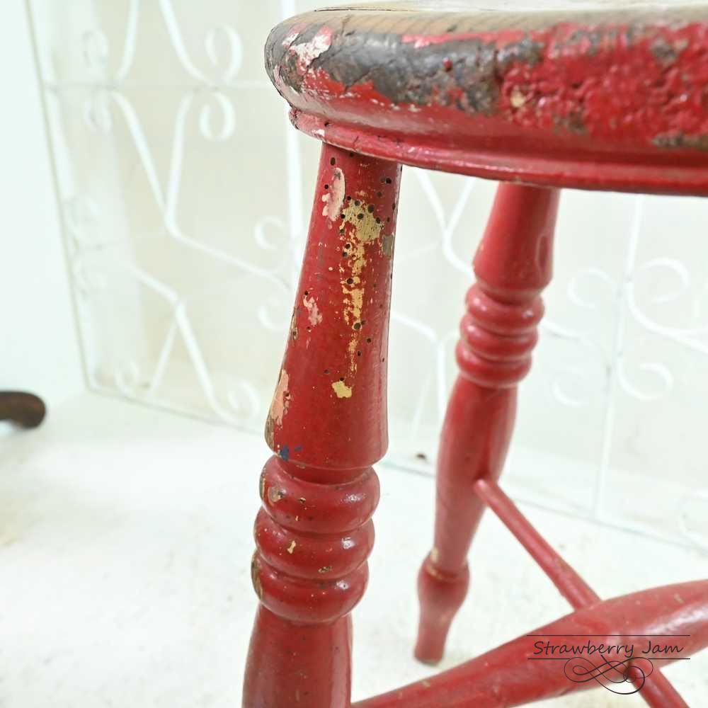 L3705-11 英国アンティーク スツール ヴィクトリア 赤 キッチンスツール L3705-11 英国アンティーク スツール ヴィクトリア 赤 キッチン