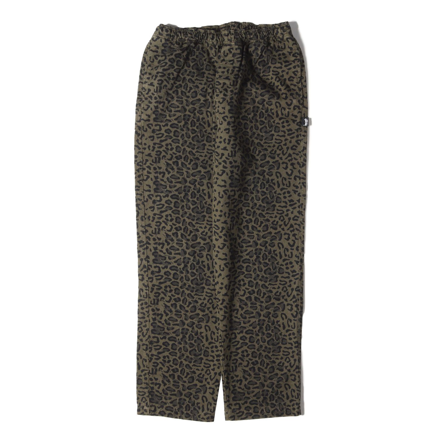 STUSSY ステューシー パンツ サイズ:M 22SS レオパード柄 ツイル イージー ビーチパンツ (LEOPARD BEACH PANT) カーキ ボトムス ズボン【メンズ】