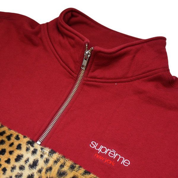 Supreme　シュプリーム　2018AW　Leopard Panel Half Zip Sweatshirt　レオパード切替プルオーバースウェット　8054000178162