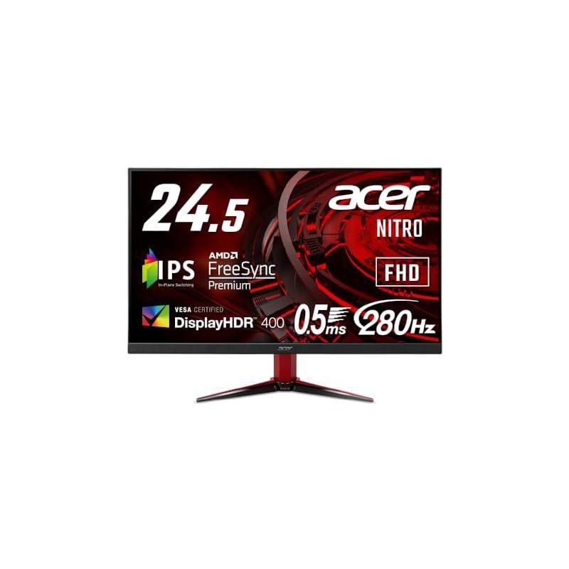 日本エイサー Acer Nitro ゲーミングモニター 24.5インチ IPS フルHD 280Hz 0.5ms PC/PS5/Xbox X/S向き  ヘッドホン端子 スピーカー HDMI2.0 AMD FreeSync Premium HDR400 VG2 - メルカリ