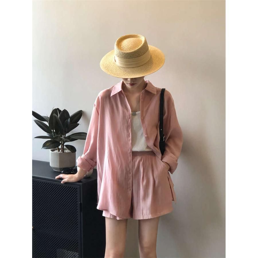 セットアップ レディース きれいめ 春夏 シアー ショートパンツ シャツ 長袖シャツ 2点セット ブラウス UVカット 膝上 ロングシャツ ショーツ ウエストゴム 楽天市場】セットアップ レディース きれいめ 春夏 シアー