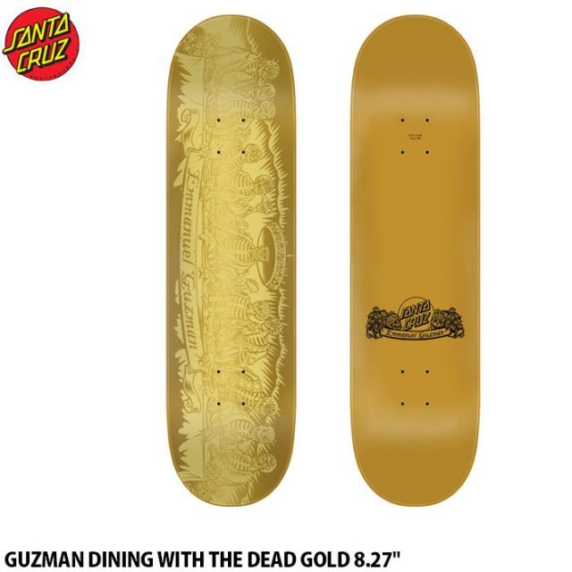 スケボー スケートボード デッキ 板のみ メンズ レディース ストリート サンタクルーズ SANTACRUZ SC GUZMAN DINING WITH THE DEAD GOLD 8.27インチ