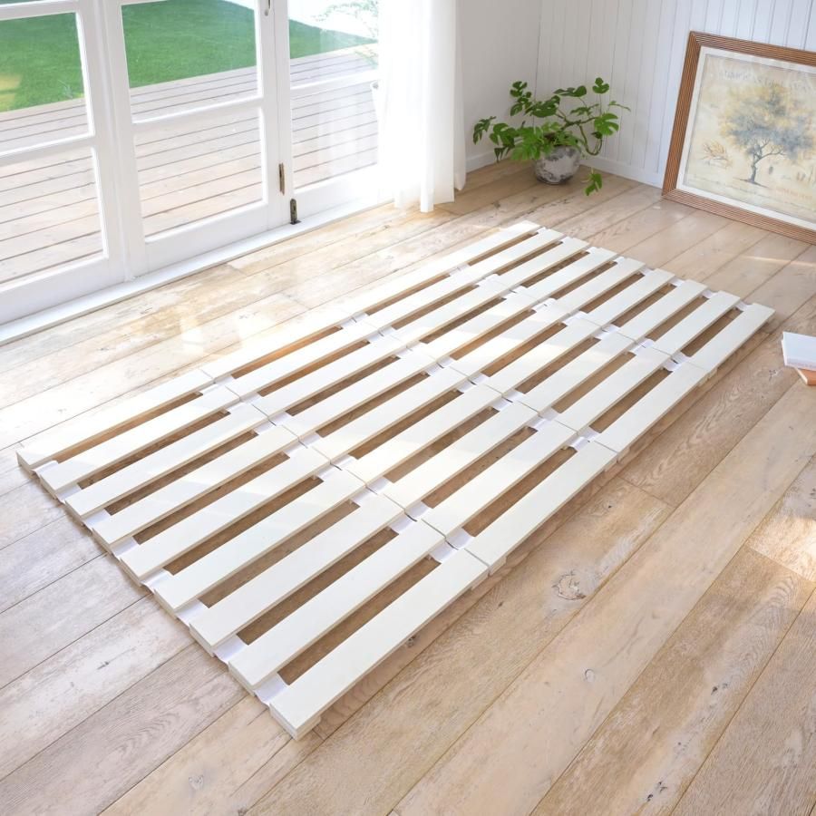 山善 YAMAZEN ベッド すのこベッド シングル コンパクト すのこ ロール式 折りたたみ 通気性 幅195×奥行97×高さ2.7cm ローベ