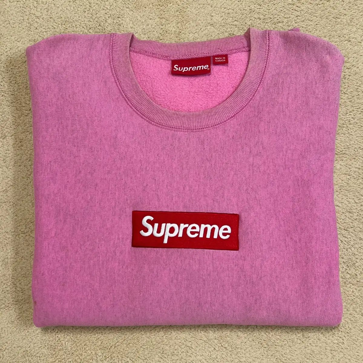 XL Supreme シュプリーム 15FW ボックスロゴ クルーネック ヘザー ピンク