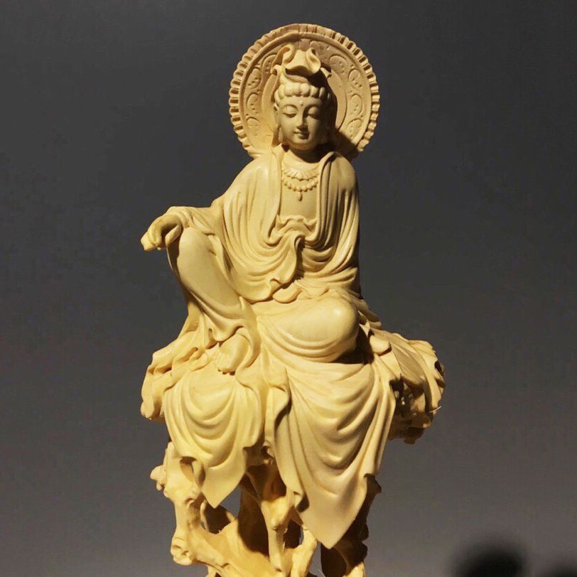 観音菩薩 木彫 縁起物 細密彫刻 自在観音 仏像 置物 仏教美術