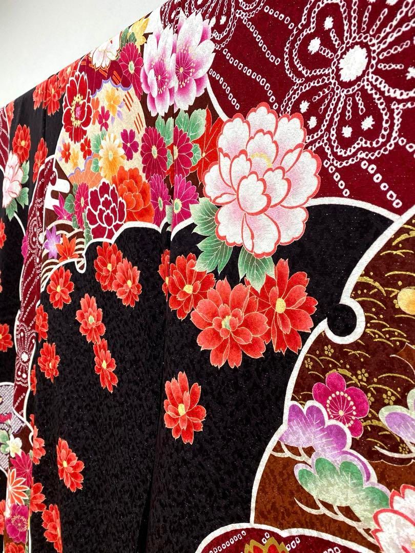 振袖 仮絵羽 京友禅 銀通し 刺繍 正絹 未仕立て品 八掛付き ブランド振袖 仮絵羽 京友禅 刺繍 金駒 金彩 銀通し 正絹 未仕立て品