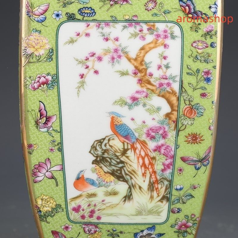 黄地琺瑯彩賞瓶 装飾品 花瓶 収集品 美品 景徳鎮 陶磁器 工芸品 美術品 置物 景徳鎮 花瓶 四方花瓶 琺瑯彩 粉彩 磁器 置物 装飾 収蔵