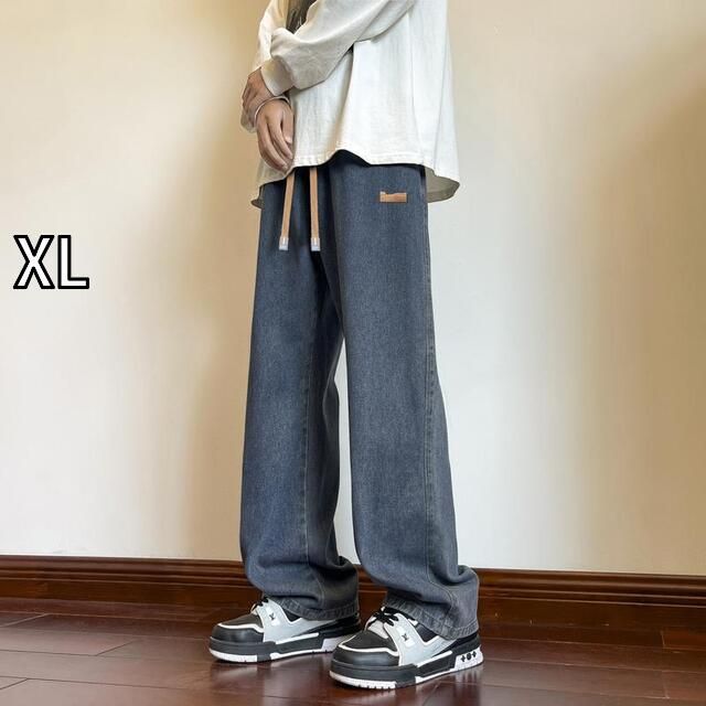 [XL]メンズ ファッション 服 オシャレ シンプル 大人 かっこいい 大きいサイズ ストリート 紳士服 ウォッシュド ジーンズ 夏 アメリカン ゆったり ワイド パンツ ストレート スーツ カジュア