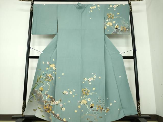 平和屋着物●訪問着　作家物　雪輪舞桜　兎　金彩　正絹　逸品　DAAY1504ps 平和屋着物○訪問着 作家物 雪輪舞桜 兎 金彩 正絹 逸品 DAAY1504ps