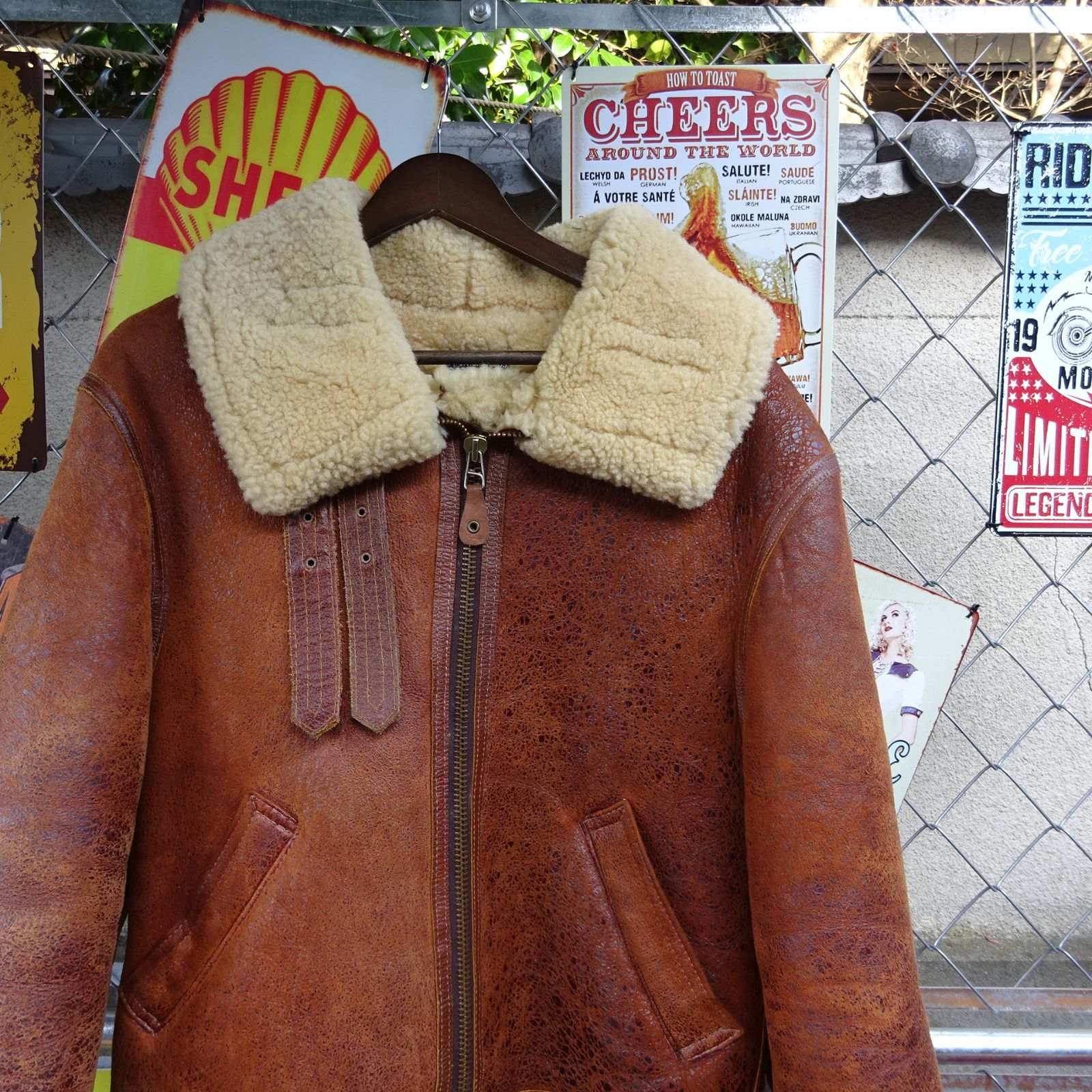 90s USA製 AVIREX ムートン B-3 フライトジャケット 38 アヴィレックス