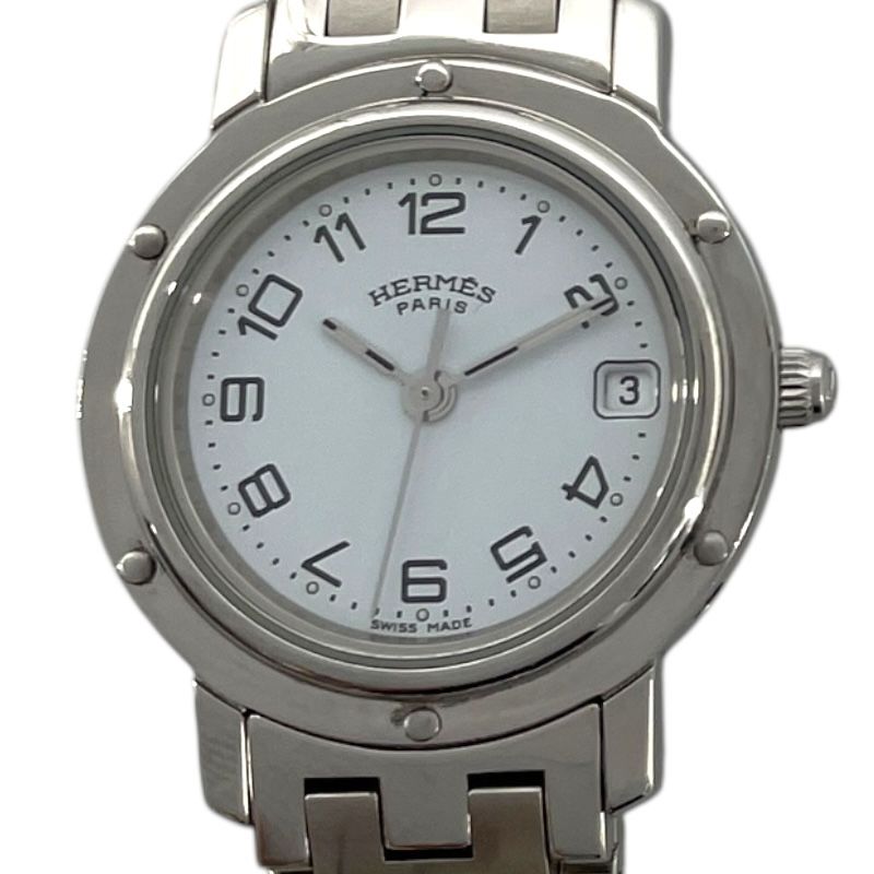 エルメス HERMES クリッパー CL4.210 ホワイト SS レディース 腕時計
