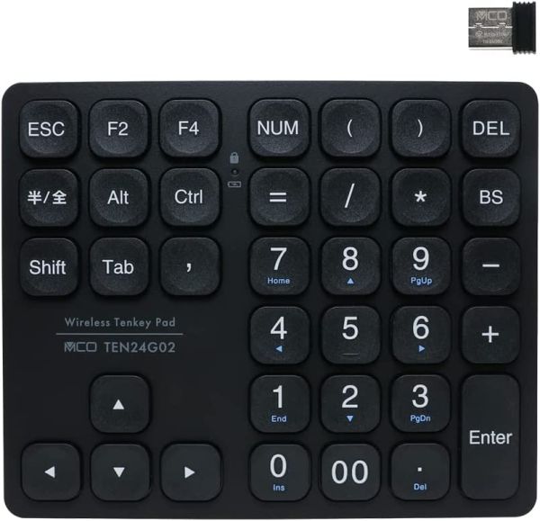 【新品・5営業日で発送】ミヨシ(MCO) ミヨシ TEN24G02／BK 2.4GHz方向キー付きワイヤレステンキー ブラック(TEN24G02／BK)
