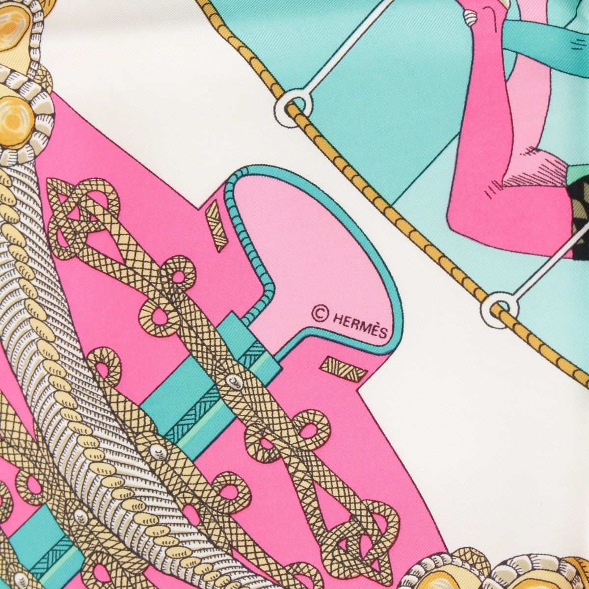 エルメス シルク カレ90 circus サーカス スカーフ ピンク系【中古