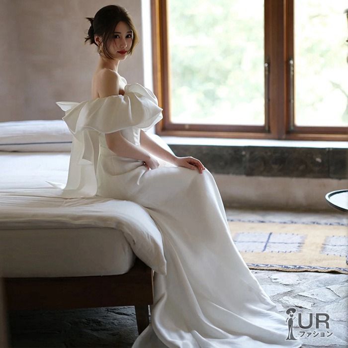 Fiveen] マーメイド ウエディングドレス 前撮り ドレス シンプル 白
