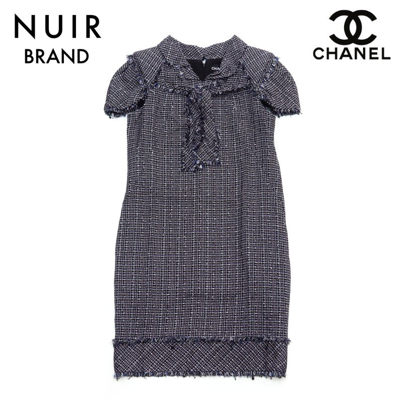 CHANEL シャネル ワンピース ツイード 半袖 リボンSize:38 - メルカリ