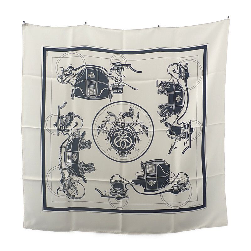 エルメス カレ 90 マーブルシルク EX LIBRIS エクスリブリス レディース グレー HERMES 中古 HERMES - エルメス HERMES カレ90 MARBLE EX-LIBRIS スカーフ 衣料品