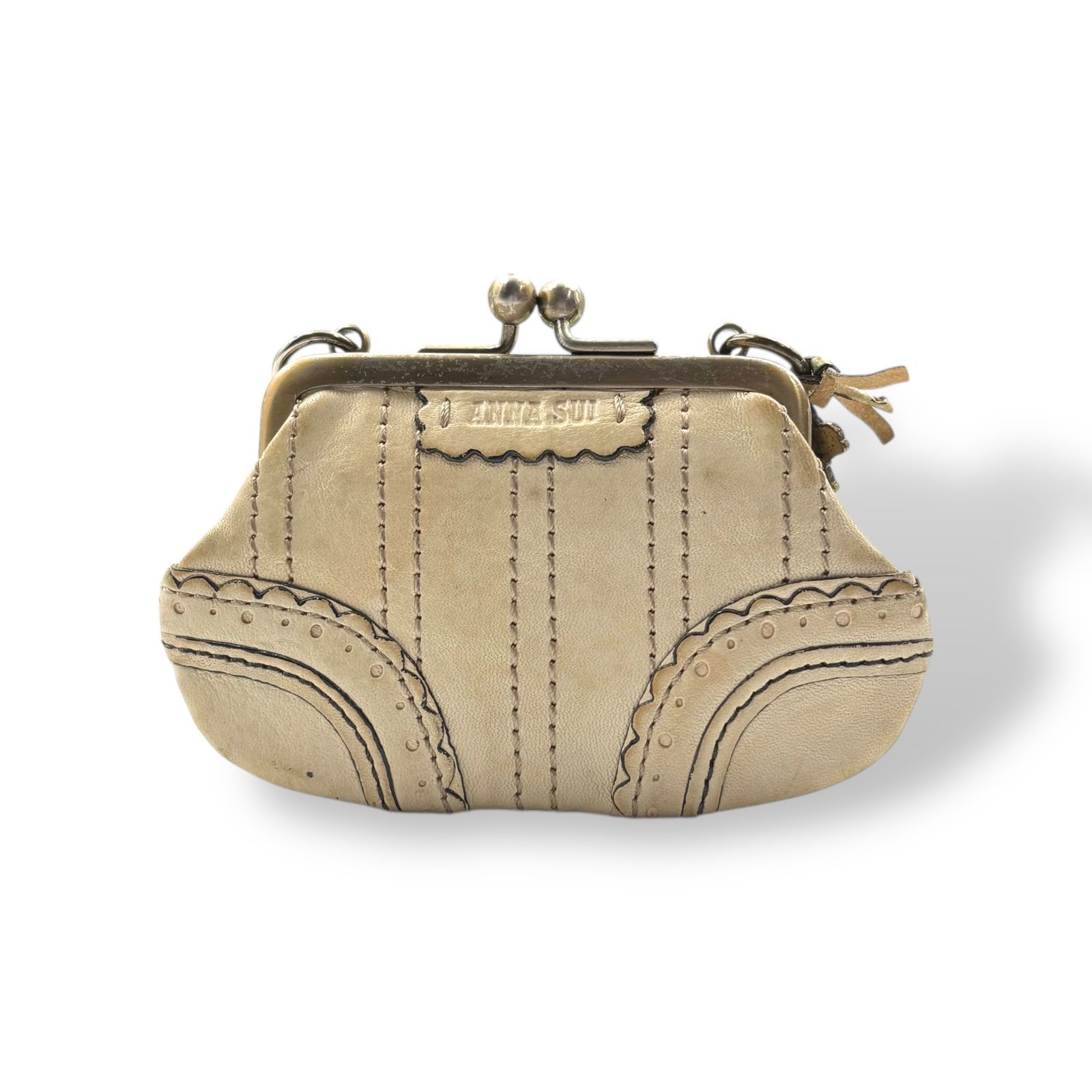 ANNA SUI アナスイ コインケース 小銭入れ レザー ホワイト 中古