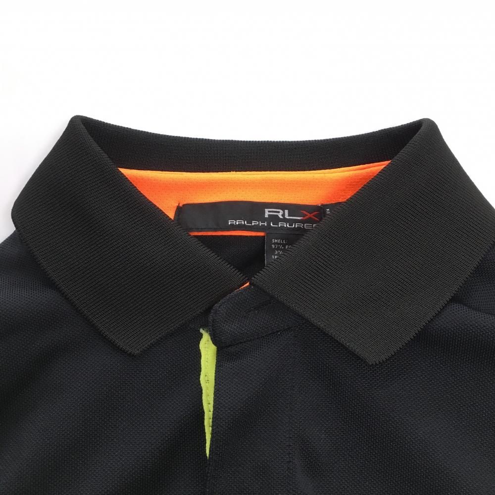 RLXラルフローレン 半袖ポロシャツ 黒 ロゴ白オレンジ メンズ S ゴルフ