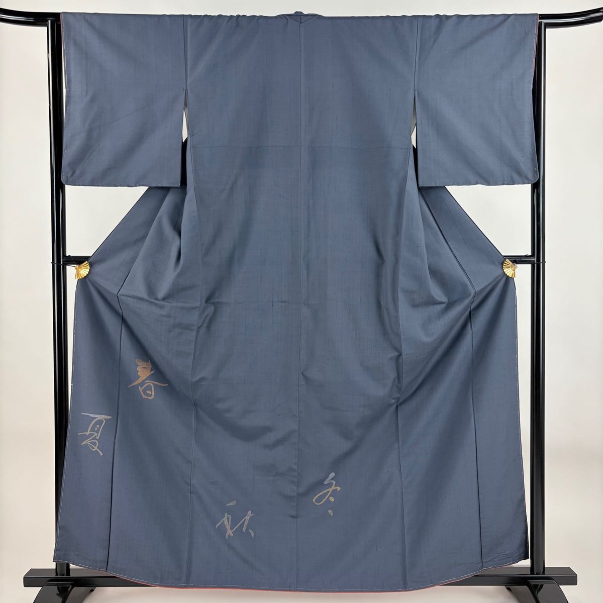 付下げ 身丈161.5cm 裄丈64.5cm M 袷 紬地 春夏秋冬 青灰色 正絹 秀品