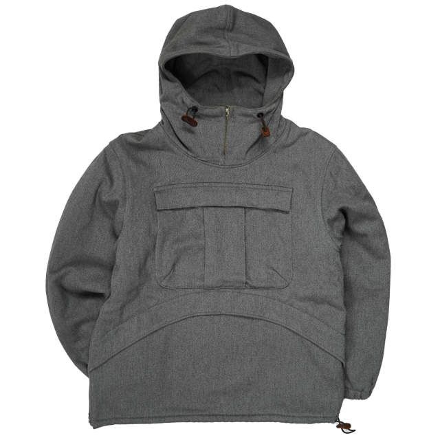 BROWN by 2-tacs ブラウンバイツータックス 日本製 Anorak キャバリーツイル ウール アノラックジャケット B8-J003 S グレー シェル マウンテンパーカー パーカー 裏フリース アウター g4215