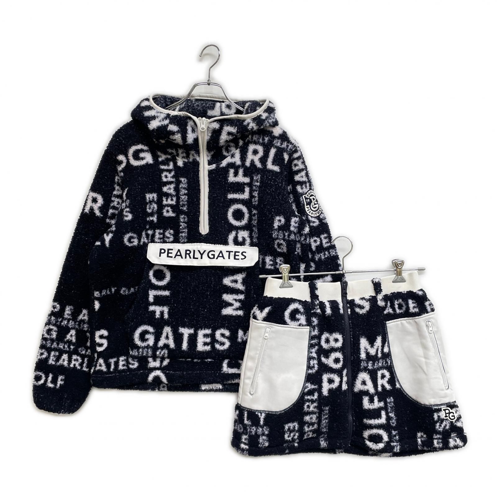 レディース パーリーゲイツ PEARLY GATES セットアップ 1 M 紺 ネイビー ボア 防寒 長袖フーディー×スカート