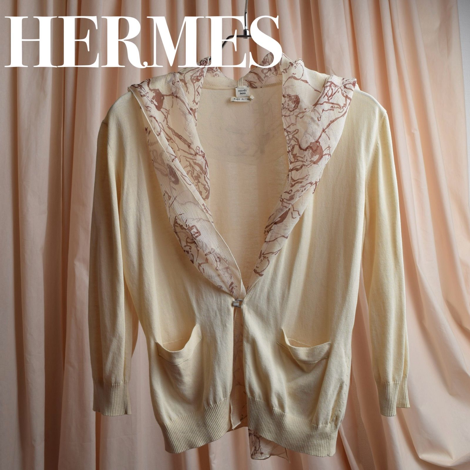 HERMES Gaultier period scarf docking design silk cardigan