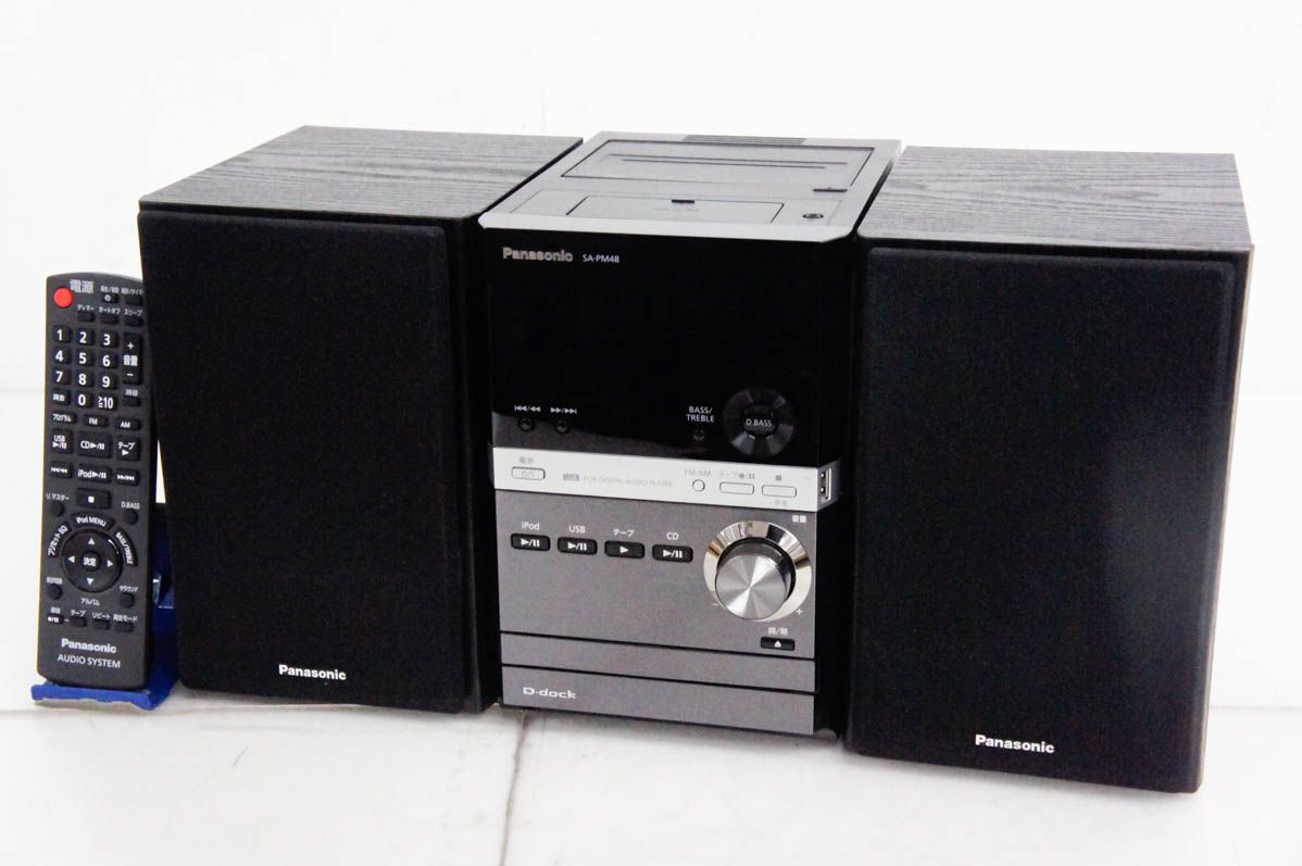 Panasonicパナソニック CDステレオシステム D-dock CD USB iPod カセットテープ ラジオ SC-PM48 ミニコンポ オーディオ
