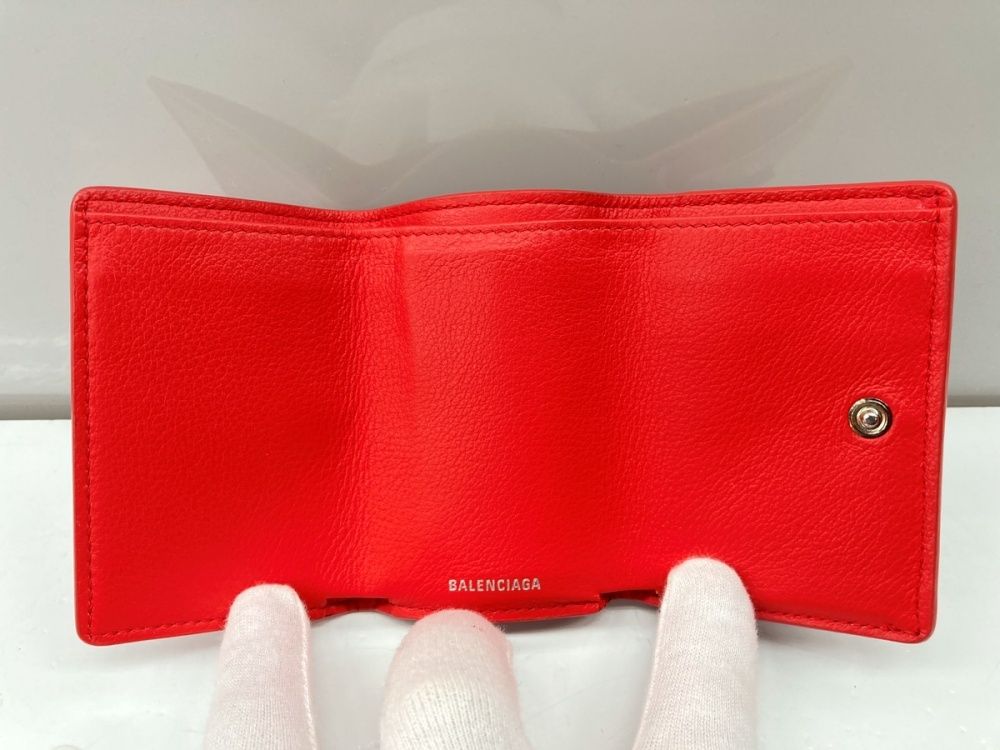【超美品☆大人気ブランド】BALENCIAGA バレンシアガ 赤 ミニ財布 バレンシアガ BALENCIAGA MINI WALLET ミニ ウォレット 三つ折り