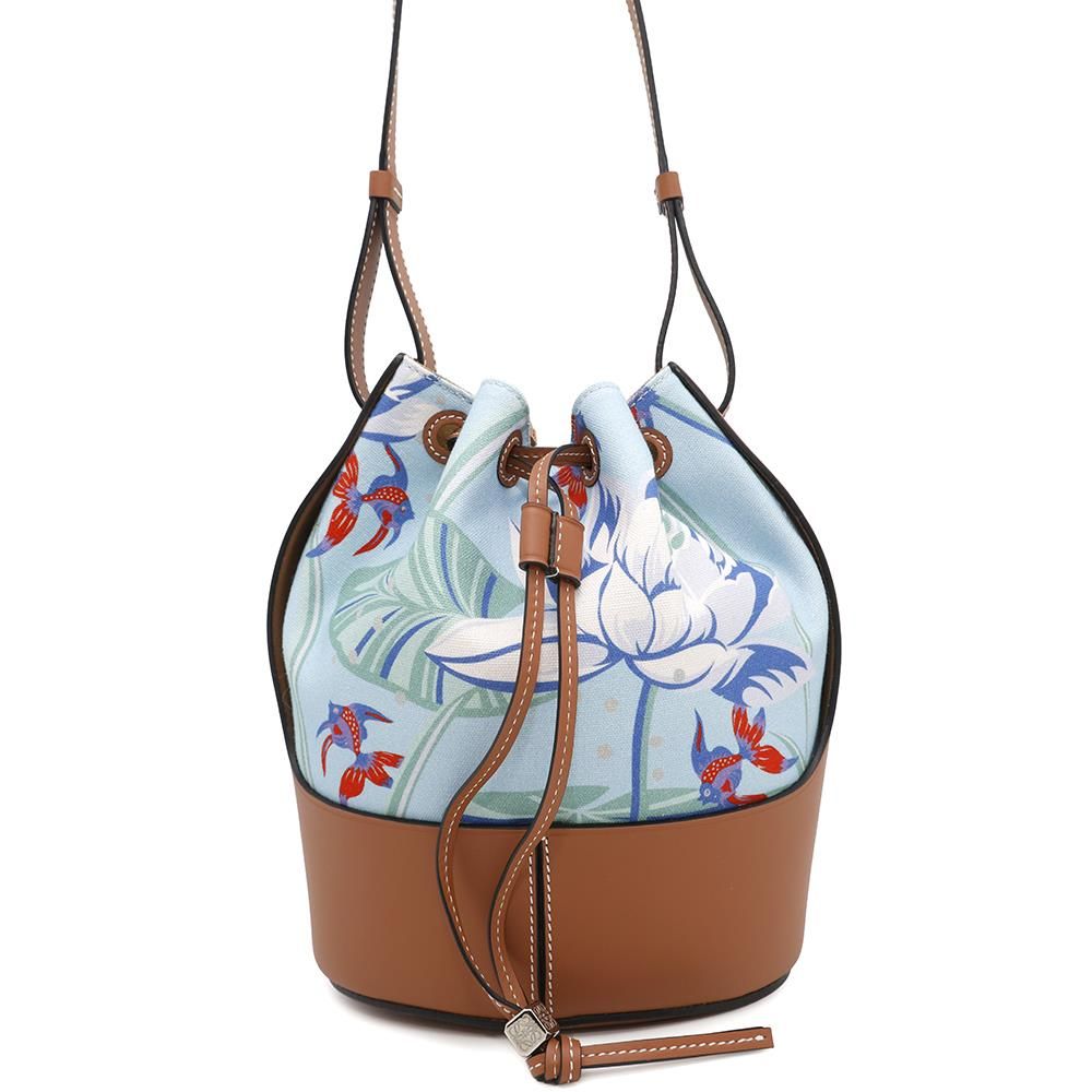 ロエベ ショルダーバッグ パウラズ イビザ コラボ バルーンバッグ キャンバス レザー LOEWE 2way