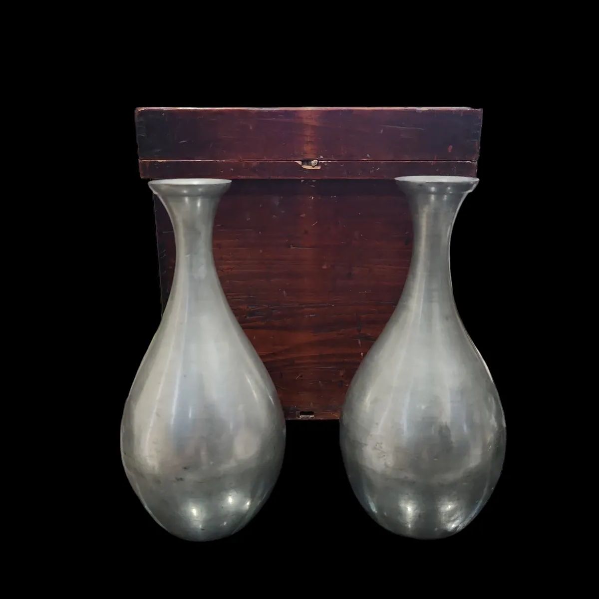 時代物 古錫 大徳利 木箱附 錫酒瓶 錫神酒徳利 錫 酒器 古美術 骨董 レトロ アンティーク 蔵出し インテリア Kj 出 103