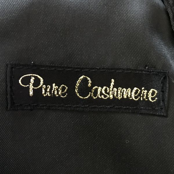 Pure Cashmere☆カシミヤ100％/ロング丈ステンカラーコート【M/黒