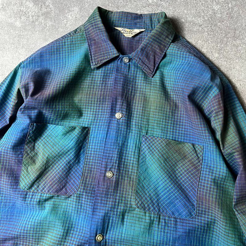 60s Fleetline ループカラーシャツシャドウチェック/オンブレ 60s