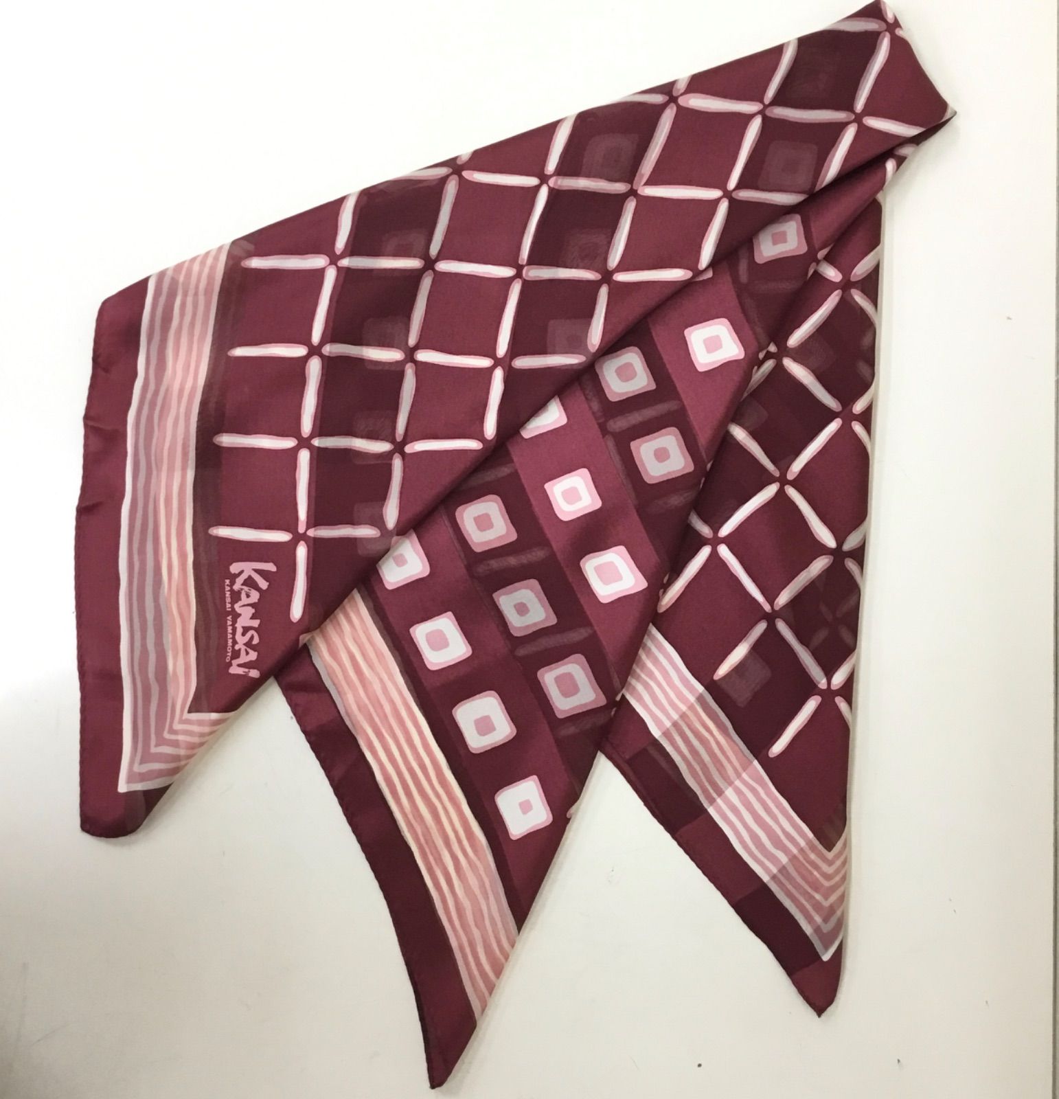 通販 激安 ／ KANSAI 💛 美品 希少 山本寛斎 87cm×87cm 大判スカーフ 小物