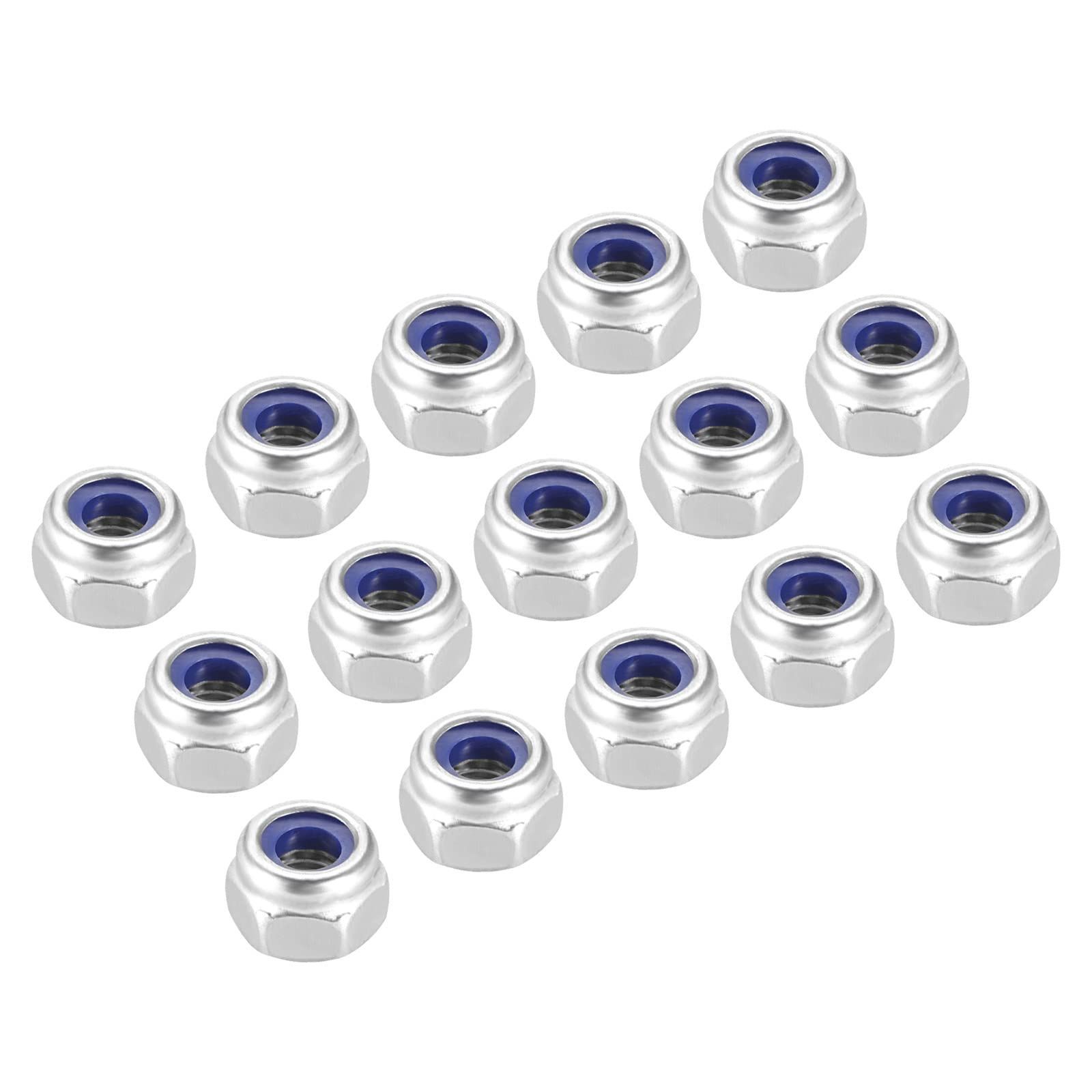 METALLIXITY 六角ロックナットファスナー (M3x0.5 mm) 20個 304ステンレス鋼 ナイロン 挿入セルフロックナット - カーガレージ船機械設備用 シルバートーン