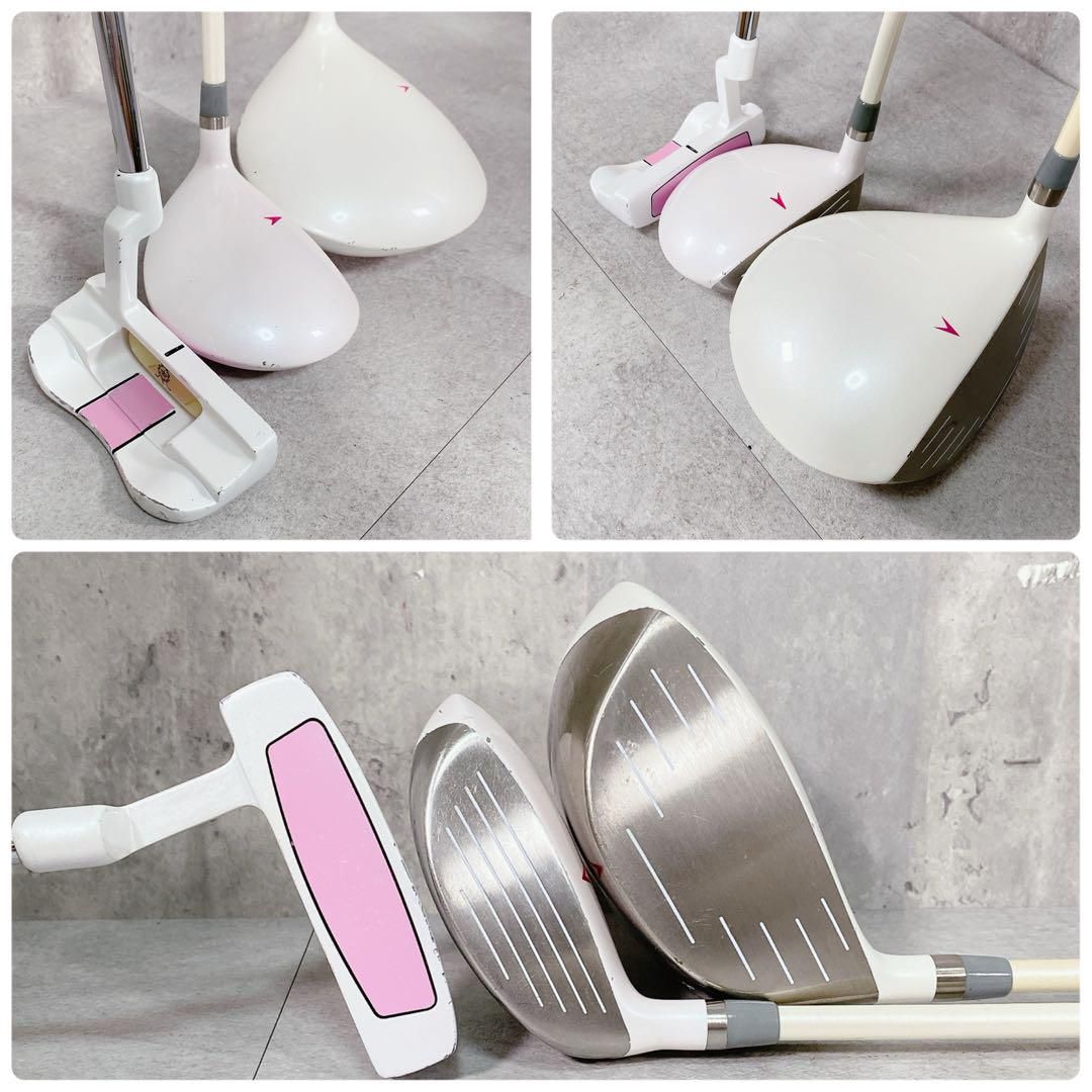 X656 アディダス 他 レディース ゴルフ ハーフ クラブセット 白ピンク X656 アディダス 他 レディース ゴルフ ハーフ クラブセット 白