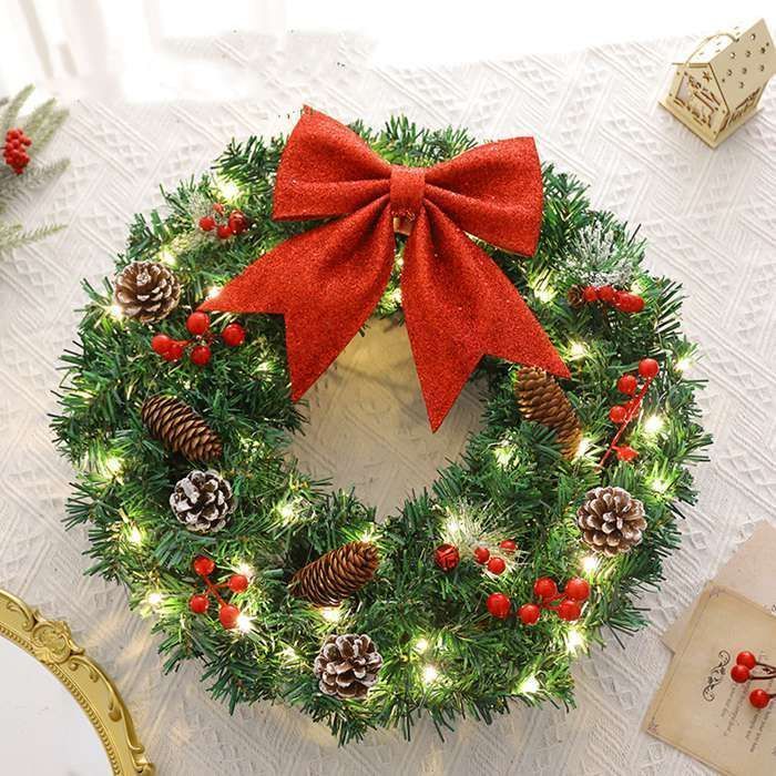 クリスマスリース LED付き 花輪 ドライ リース ドライフラワー