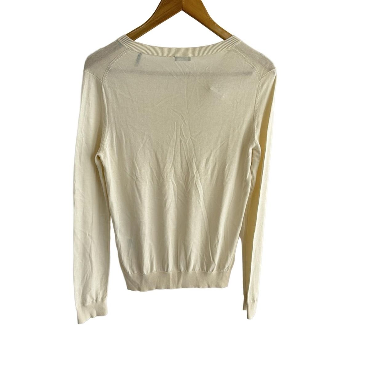 JILSANDER ジルサンダー 長袖セーター サイズL レディース - アイボリー Vネック NAVY