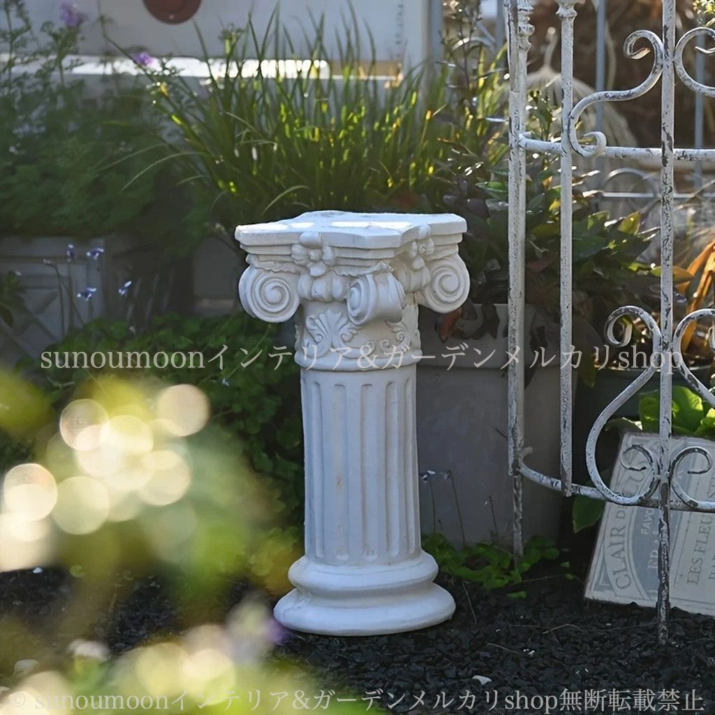 柱 おしゃれ 彫刻 4-7 ガーデンオブジェ ヴィンテージ調 雑貨 お洒落 シャビー加工 ガーデンインテリア シャビーシック インテリア プランターラック ホワイト 庭の装飾 ガーデニング ガーデン雑貨 ガーデン ローマ風 庭